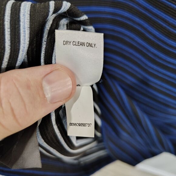 Dana Buchman Blue And Black Striped Sleeveless Sheath Dress Size 16 - Picture 8 of 11